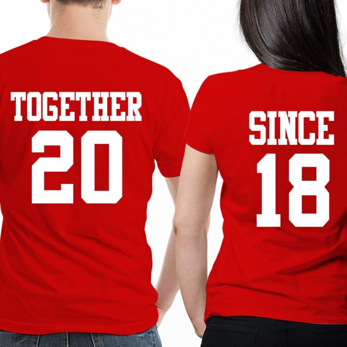 red couple t shirt